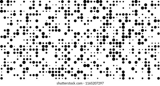 Monochrome Halftone Background. Abstract Texture with Different Sizes Black Dots on White Fond for Banner, Paper, Fabric. Trendy Digital Black and White Background. Vector Texture.