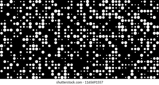 Monochrome Halftone Background. Abstract Texture with Different Sizes Black Dots on White Fond for Card, Print. Vintage Digital Black and White Background. Vector Texture.