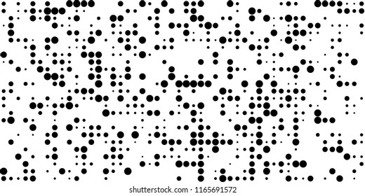 Monochrome Halftone Background. Abstract Texture with Different Sizes Black Dots on White Fond for Web or Mobile Application. Trendy Digital Black and White Background. Vector Texture.