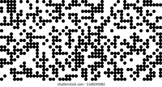 Monochrome Halftone Background. Abstract Texture with Different Sizes Black Dots on White Fond for Card, Print. Trendy Digital Black and White Background. Vector Texture.