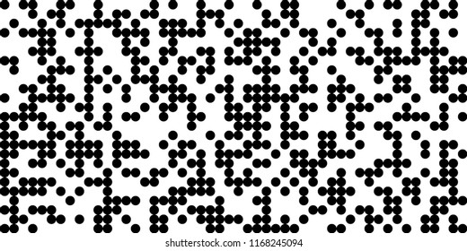 Monochrome Halftone Background. Abstract Texture with Different Sizes Black Dots on White Fond for Banner, Paper, Fabric. Retro Digital Black and White Background. Vector Texture.