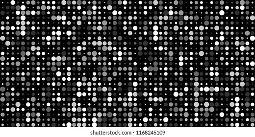 Monochrome Halftone Background. Abstract Texture with Different Sizes Black Dots on White Fond for Banner, Paper, Fabric. Modern Digital Black and White Background. Vector Texture.