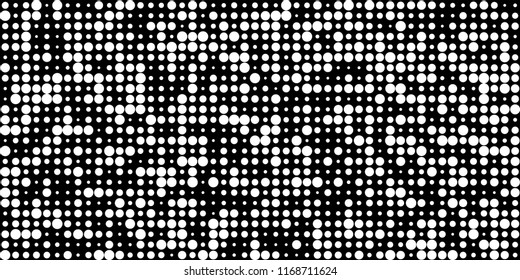 Monochrome Halftone Background. Abstract Texture with Different Sizes Black Dots on White Fond for Card, Print. Modern Digital Black and White Background. Vector Texture.