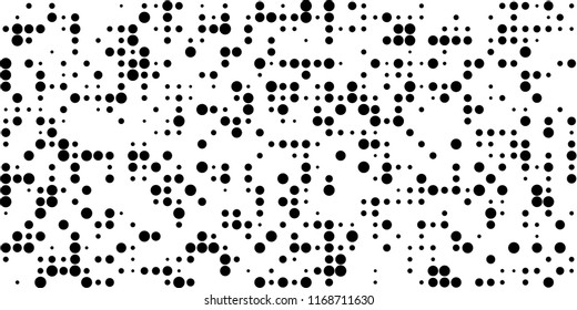 Monochrome Halftone Background. Abstract Texture with Different Sizes Black Dots on White Fond for Card, Print. Modern Digital Black and White Background. Vector Texture.