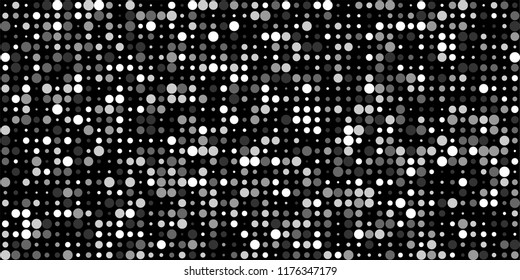 Monochrome Halftone Background. Abstract Texture with Different Sizes Black Dots on White Fond for Banner, Flyer, Mobile Application. Modern Digital Black and White Background. Vector Texture.