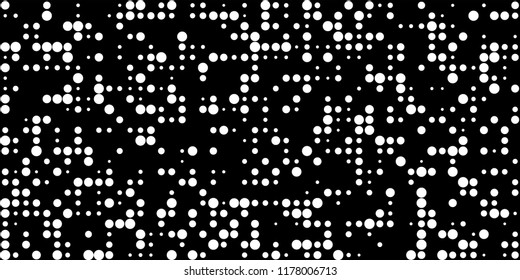 Monochrome Halftone Background. Abstract Texture with Different Sizes Black Dots on White Fond for Card, Print. Retro Digital Black and White Background. Vector Texture.
