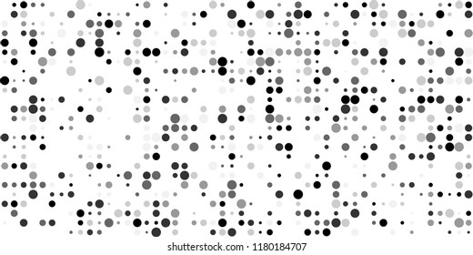 Monochrome Halftone Background. Abstract Texture with Different Sizes Black Dots on White Fond for Card, Print. Retro Digital Black and White Background. Vector Texture.