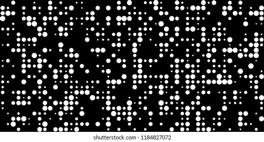 Monochrome Halftone Background. Abstract Texture with Different Sizes Black Dots on White Fond for Card, Print. Retro Digital Black and White Background. Vector Texture.