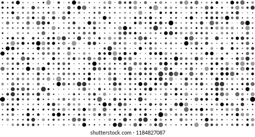 Monochrome Halftone Background. Abstract Texture with Different Sizes Black Dots on White Fond for Card, Print. Vintage Digital Black and White Background. Vector Texture.