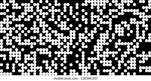 Monochrome Halftone Background. Abstract Texture with Different Sizes Black Dots on White Fond for Banner, Paper, Fabric. Retro Digital Black and White Background. Vector Texture.
