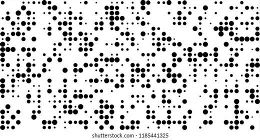 Monochrome Halftone Background. Abstract Texture with Different Sizes Black Dots on White Fond for Print, Paper, Card. Modern Digital Black and White Background. Vector Texture.