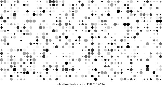 Monochrome Halftone Background. Abstract Texture with Different Sizes Black Dots on White Fond for Banner, Flyer, Mobile Application. Vintage Digital Black and White Background. Vector Texture.
