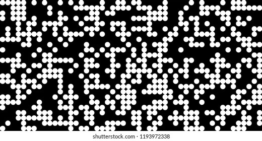 Monochrome Halftone Background. Abstract Texture with Different Sizes Black Dots on White Fond for Print, Paper, Card. Vintage Digital Black and White Background. Vector Texture.