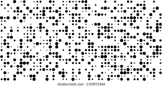 Monochrome Halftone Background. Abstract Texture with Different Sizes Black Dots on White Fond for Banner, Flyer, Mobile Application. Trendy Digital Black and White Background. Vector Texture.