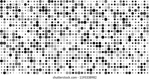 Monochrome Halftone Background. Abstract Texture with Different Sizes Black Dots on White Fond for Card, Print. Retro Digital Black and White Background. Vector Texture.