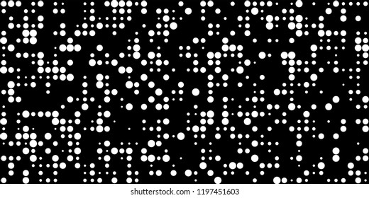 Monochrome Halftone Background. Abstract Texture with Different Sizes Black Dots on White Fond for Web or Mobile Application. Vintage Digital Black and White Background. Vector Texture.