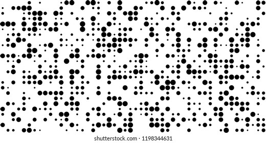 Monochrome Halftone Background. Abstract Texture with Different Sizes Black Dots on White Fond for Web or Mobile Application. Modern Digital Black and White Background. Vector Texture.