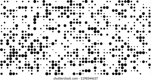 Monochrome Halftone Background. Abstract Texture with Different Sizes Black Dots on White Fond for Banner, Paper, Fabric. Modern Digital Black and White Background. Vector Texture.