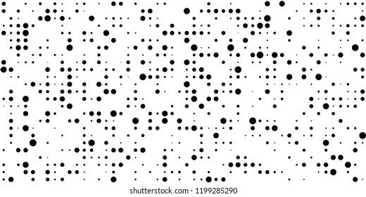 Monochrome Halftone Background. Abstract Texture with Different Sizes Black Dots on White Fond for Web or Mobile Application. Modern Digital Black and White Background. Vector Texture.