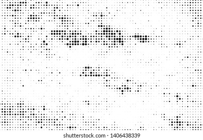 Monochrome halftone background. Abstract texture of black dots on white back