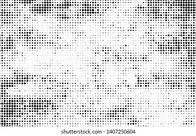 Monochrome halftone background. Abstract texture of black dots on white back