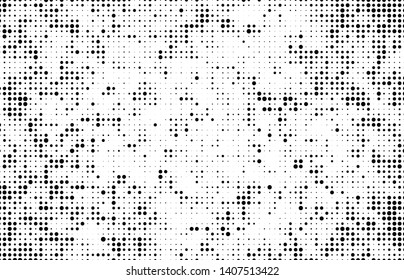Monochrome halftone background. Abstract texture of black dots on white back