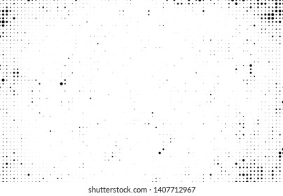 Monochrome halftone background. Abstract texture of black dots on white back