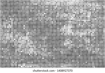 Monochrome halftone background. Abstract texture of black dots on white back