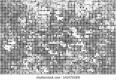 Monochrome halftone background. Abstract texture of black dots on white back