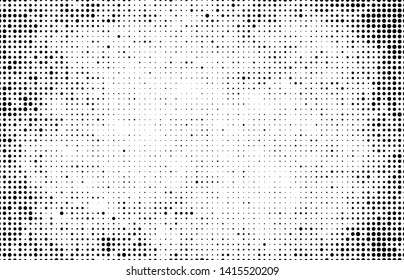 Monochrome halftone background. Abstract texture of black dots on white back