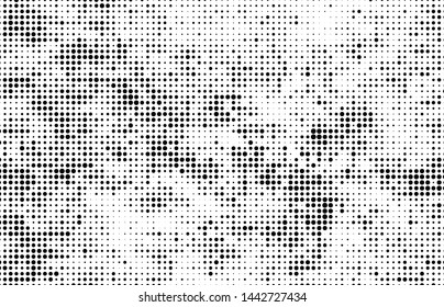 Monochrome halftone background. Abstract texture of black dots on white back