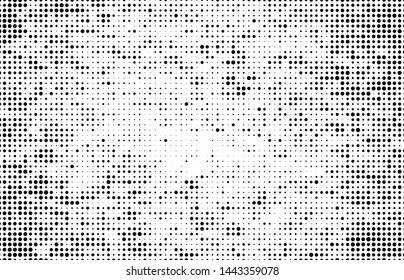 Monochrome halftone background. Abstract texture of black dots on white back