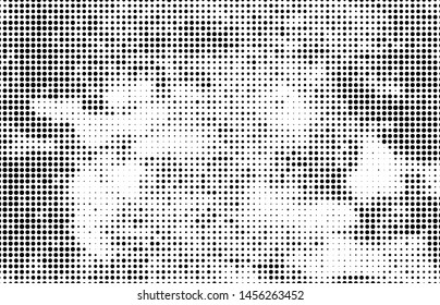 Monochrome halftone background. Abstract texture of black dots on white back