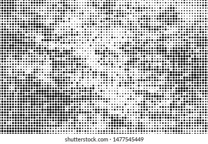 Monochrome halftone background. Abstract texture of black dots on white back