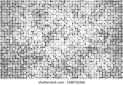 Monochrome halftone background. Abstract texture of black dots on white back