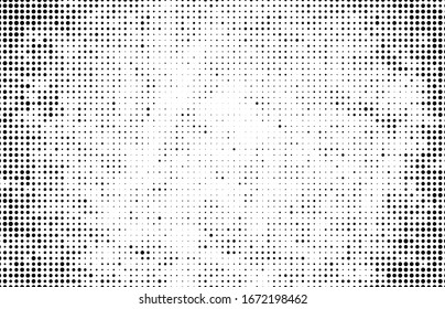 Monochrome halftone background. Abstract texture of black dots on white back