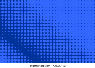 Monochrome halftone background. Comic background. Bright blue color. Panels with dots, points, circles, rounds. Design element for web banners, posters, cards, wallpaper, sites.  