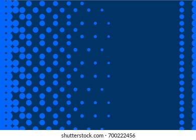 Monochrome halftone background. Comic background. Bright blue color. Panels with dots, points, circles, rounds. Design element for web banners, posters, cards, wallpaper, sites.  