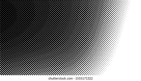 Monochrome halftone background. Curved gradient texture or pattern. Vertical gradient dots. Pop art texture. Vector illustration.