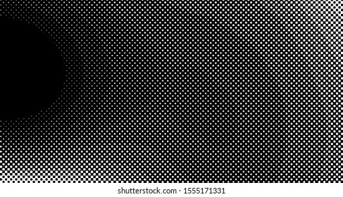 Monochrome halftone background. Curved gradient texture or pattern. Vertical gradient dots. Pop art texture. Vector illustration.