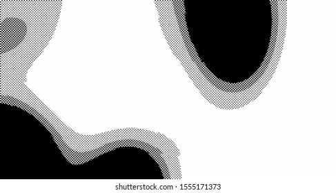 Monochrome halftone background. Curved gradient texture or pattern. Vertical gradient dots. Pop art texture. Vector illustration.
