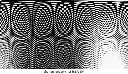 Monochrome halftone background. Curved gradient texture or pattern. Vertical gradient dots. Pop art texture. Vector illustration.