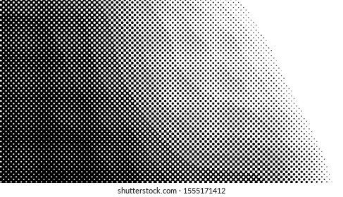 Monochrome halftone background. Curved gradient texture or pattern. Vertical gradient dots. Pop art texture. Vector illustration.