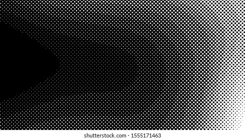 Monochrome halftone background. Curved gradient texture or pattern. Vertical gradient dots. Pop art texture. Vector illustration.