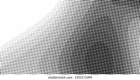 Monochrome halftone background. Curved gradient texture or pattern. Vertical gradient dots. Pop art texture. Vector illustration.