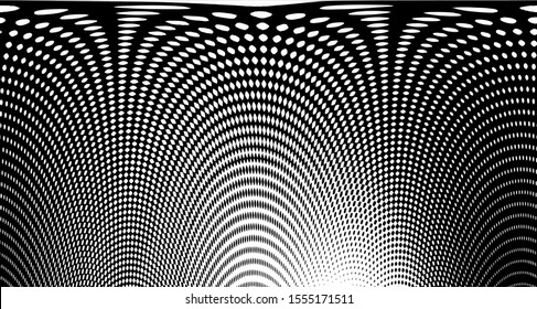 Monochrome halftone background. Curved gradient texture or pattern. Vertical gradient dots. Pop art texture. Vector illustration.