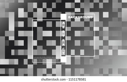Monochrome Halftone Background with Glowing Rectangles. Trendy Colorful Gradient. Bright Geometric Template for Cover. Minimal Design. EPS10 Vector. Trendy Halftone Background in Futuristic Style.