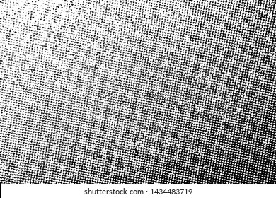 Monochrome halftone background of rough fabric with diagonal gradient, spots, dots and grit. Overlay template to quickly create a grunge effect. Vector EPS10 illustration