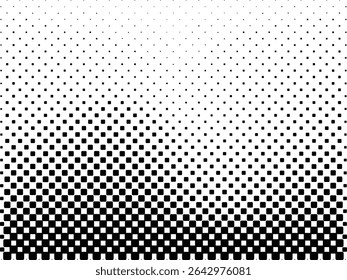 Monochrome halftone background with a smooth gradient of black dots fading into white. Ideal for retro comics, graphic designs, vintage pop art, posters, and modern artwork.