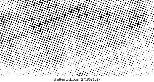 Fondo monocromático de punto medio tono con patrón de puntos densos y dispersos, adecuado para uso de diseño retro y moderno.